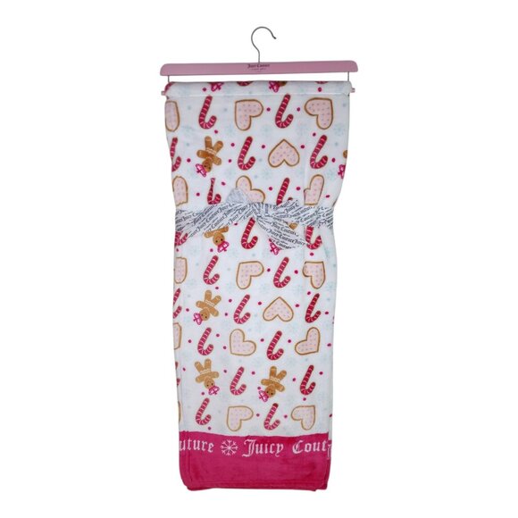 Juicy Couture Gingerbread Holiday Oversized Plush Throw Blanket Soft Festive - Picture 7 of 9